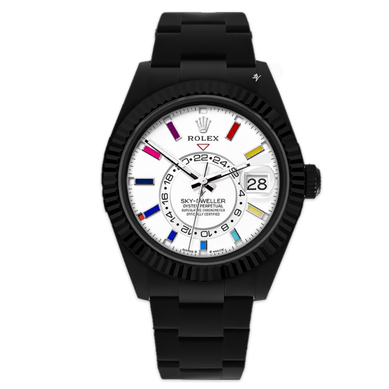 Rolex Sky-Dweller Rainbow - WHITE - Limited Edition /35 Black Venom Dlc - Pvd