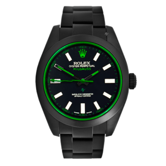 Rolex Milgauss Clean Green - Limited Edition /10 Black Venom Dlc - Pvd *