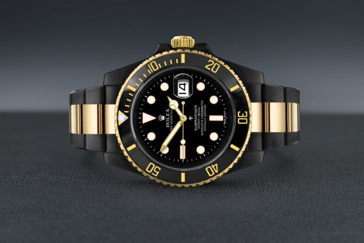 rolex black and gold watch