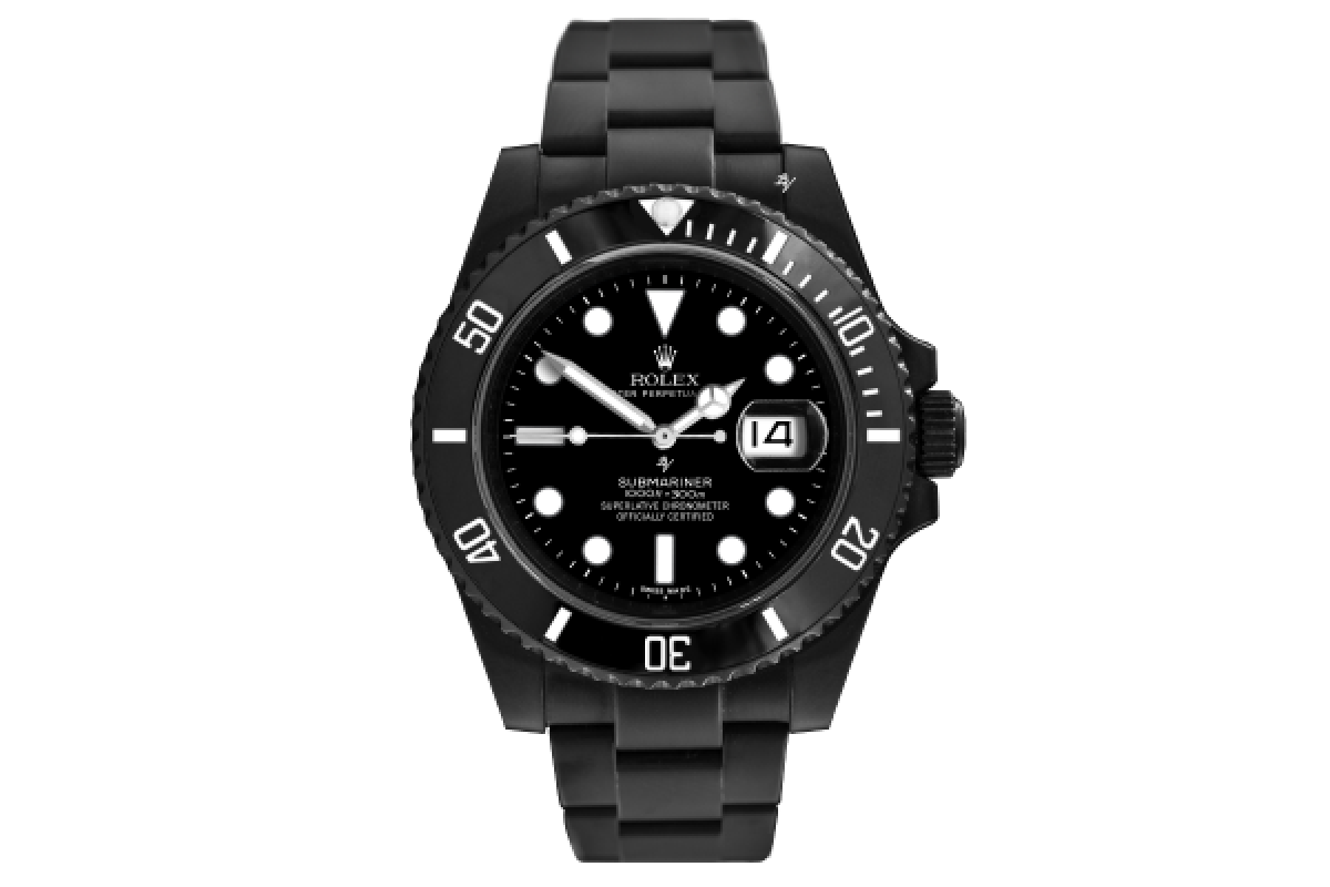 rolex black steel watch